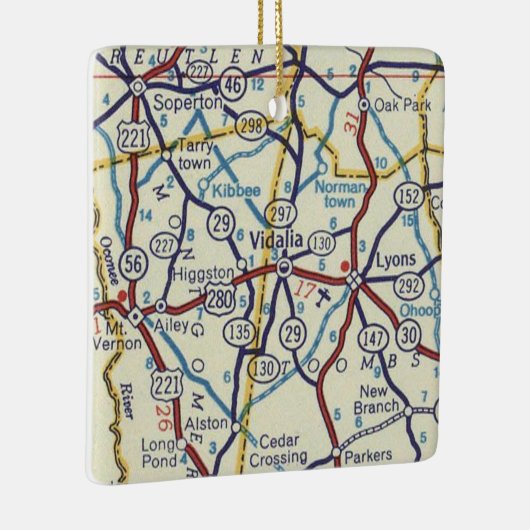  kaart voor Vidalia Georgia Keramisch Ornament (Rechts)