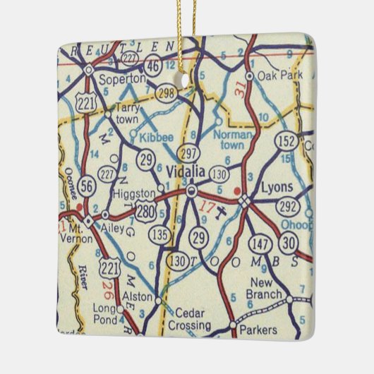  kaart voor Vidalia Georgia Keramisch Ornament (Links)