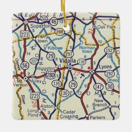  kaart voor Vidalia Georgia Keramisch Ornament (Voorkant)