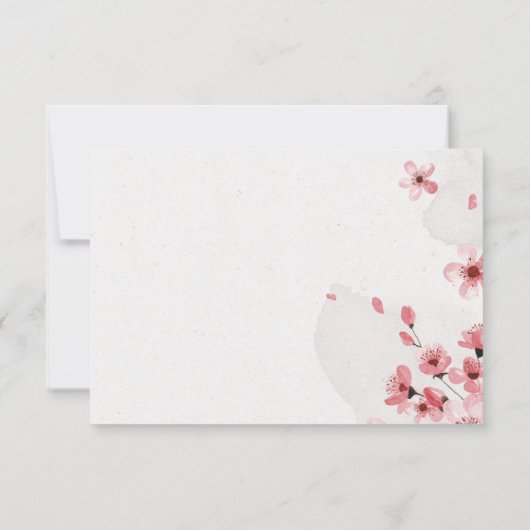 Kaart voor voedselselectie Cherry Blossom Wedding  (Achterkant)