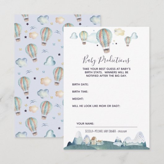Kaart voor voorspellingen van Baby van Hot Air Bal (Voorkant / Achterkant)