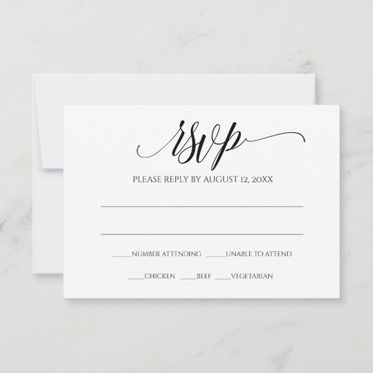 Kaart voor weddenschap RSVP-antwoord | Luxe kallig (Voorkant)