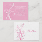 Kaart voor weddenschappen met roze en witte Floral (Voorkant / Achterkant)