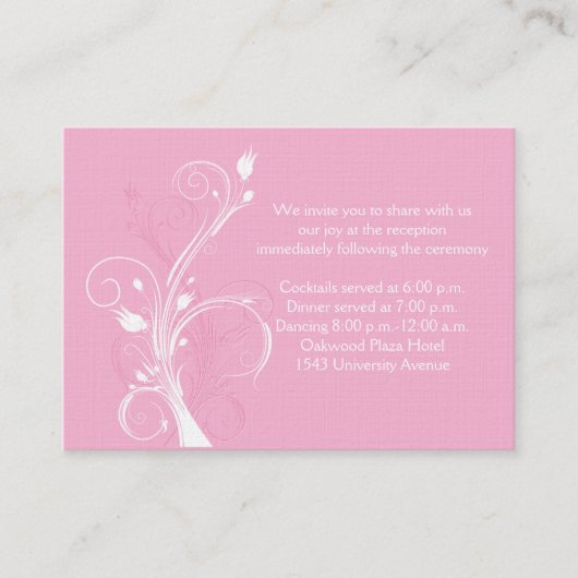 Kaart voor weddenschappen met roze en witte Floral (Voorkant)