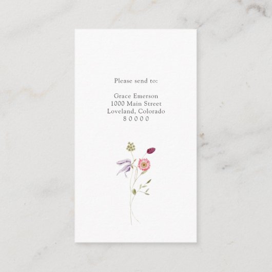 Kaart voor wilde bloemen (Achterkant)