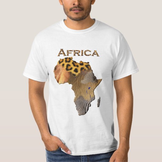 Kaart voor wilde dierlijke texturen van de AFRIKA- T-shirt (Voorkant)
