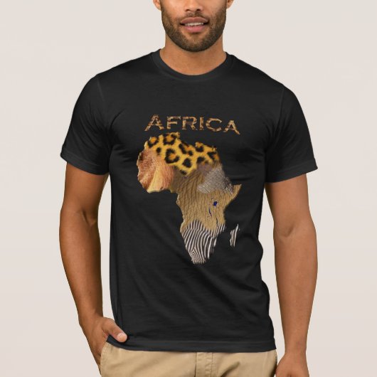 Kaart voor wilde dierlijke texturen van de AFRIKA- T-shirt (Voorkant)