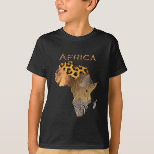 Kaart voor wilde dierlijke texturen van de AFRIKA- T-shirt