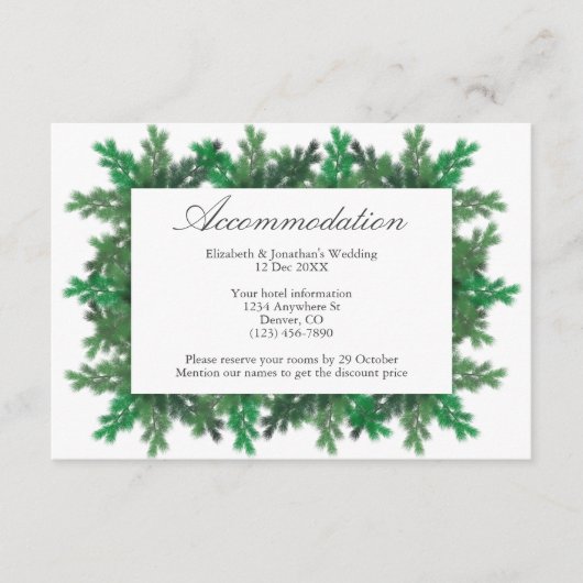 Kaart voor winterboomvertakkingen bruiloft (Voorkant)