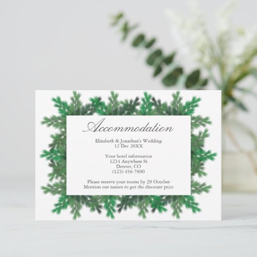 Kaart voor winterboomvertakkingen bruiloft (Staand voorkant)