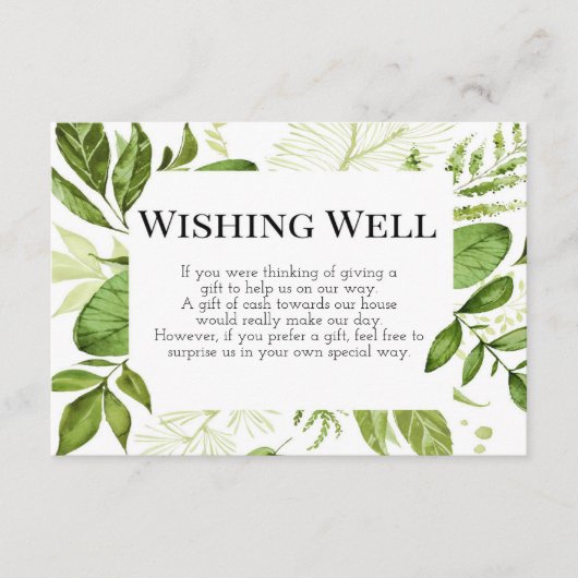 Kaart voor wisputjes, Greenery Wedding Card, Green (Voorkant)