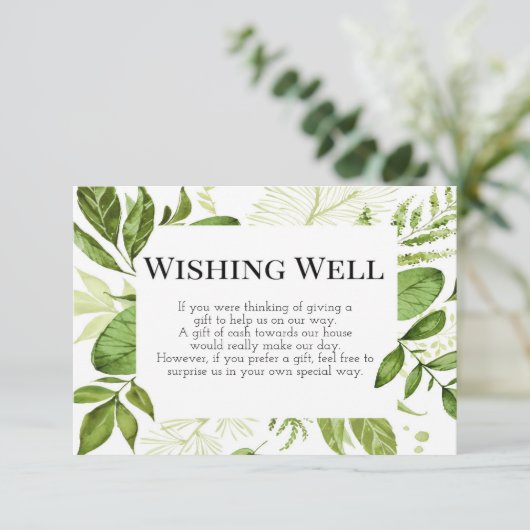 Kaart voor wisputjes, Greenery Wedding Card, Green (Staand voorkant)