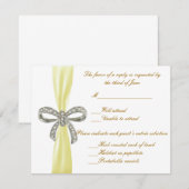 Kaart voor Yellow Diamond Bow Wedding Response (Voorkant / Achterkant)
