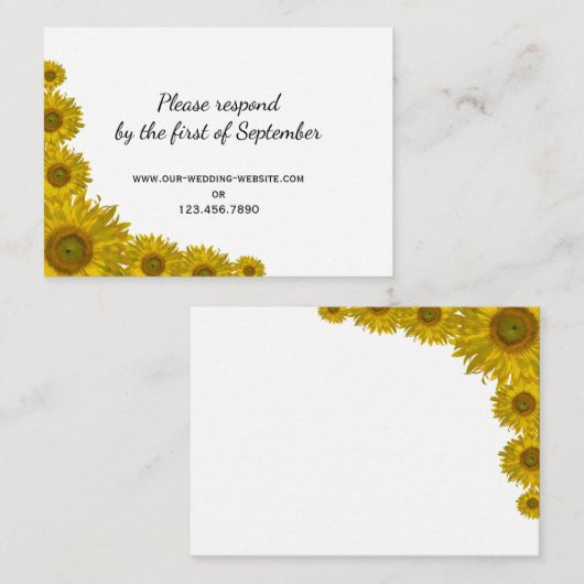 Kaart voor Yellow Sunflower Edge Wedding RSVP Resp (Voorkant / Achterkant)