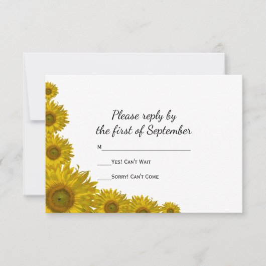 Kaart voor Yellow Sunflower Edge Wedding RSVP Resp (Voorkant)