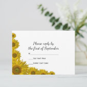 Kaart voor Yellow Sunflower Edge Wedding RSVP Resp (Staand voorkant)