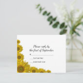 Kaart voor Yellow Sunflower Edge Wedding RSVP Resp (Staand voorkant)