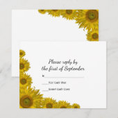 Kaart voor Yellow Sunflower Edge Wedding RSVP Resp (Voorkant / Achterkant)