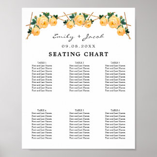 Kaart voor zitplaatsen Gold Geometric Oranje Flora Poster