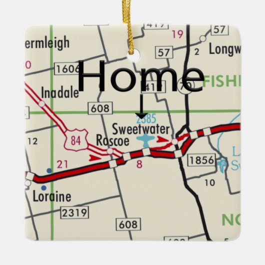 Kaart voor zoet water TX Keramisch Ornament (Voorkant)