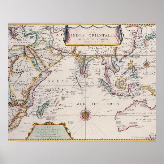 Kaart voor Zuidoost-Azië Poster (Voorkant)