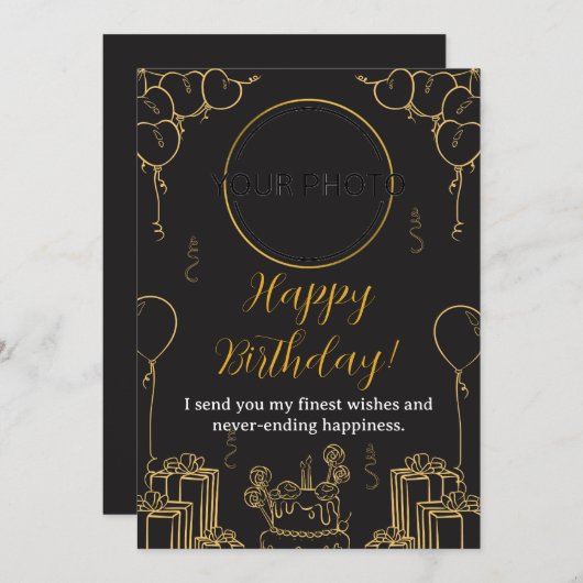 Kaart voor zwarte en goudfeestdag (Voorkant / Achterkant)