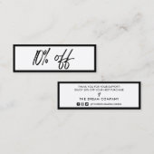 Kaart voor zwarte en witte korting mini visitekaartje (Voorkant / Achterkant)