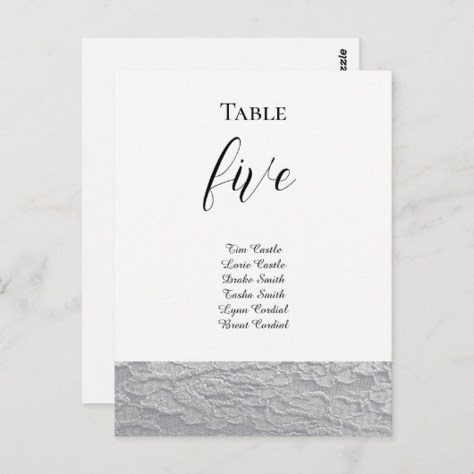 Kaart voor zwarte en witte tafelzitjes (Voorkant / Achterkant)