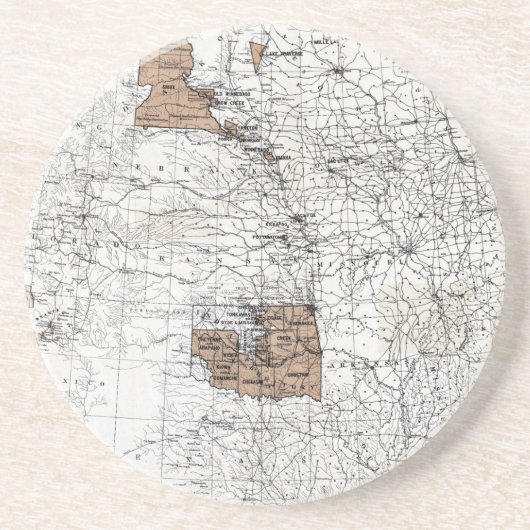 KAART: VOORBEHOUDEN, 1888 ZANDSTEEN ONDERZETTER (Voorkant)