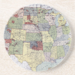 KAART: VOORBEHOUDEN, 1892 ZANDSTEEN ONDERZETTER