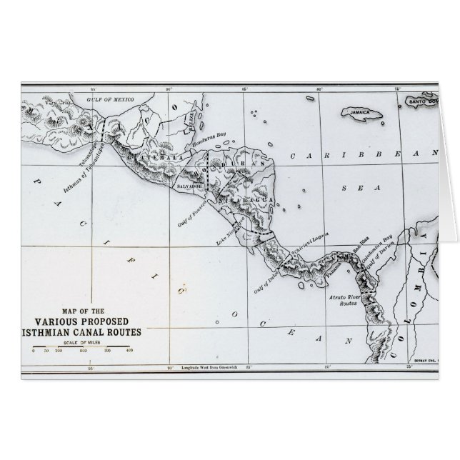 Kaart Voorgestelde Isthmian Canal Routes (Voorkant Horizontaal)