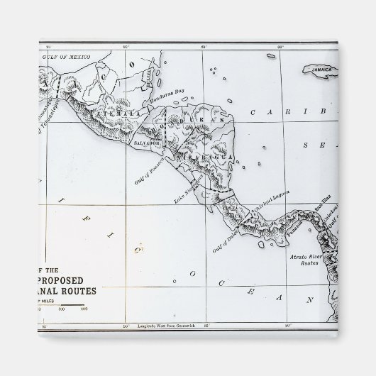Kaart Voorgestelde Isthmian Canal Routes Magneet (Voorkant)