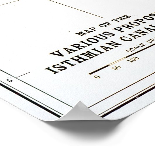 Kaart Voorgestelde Isthmian Canal Routes Poster (Hoek)