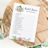 Kaart vrijgezellenfeest Tea Party Word Scramble Ga