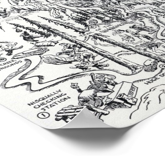  kaart waarop Rainier Pictorial Travel wordt gemon Poster (Hoek)