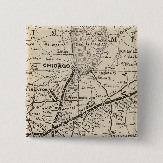 Kaart Wabash Vierkante Button 5,1 Cm (Voorkant)