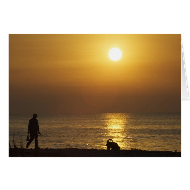 KAART: WALKING DOG BIJ SUNRISE (Voorkant Horizontaal)