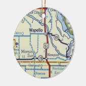  kaart Wapello IA Keramisch Ornament (Links)