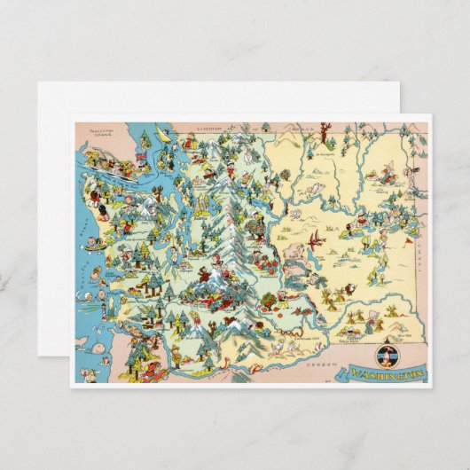  kaart Washington (Voorkant / Achterkant)