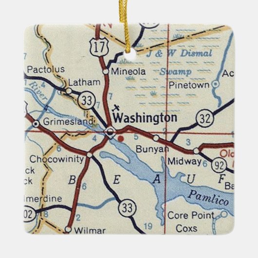  kaart Washington NC Keramisch Ornament (Voorkant)