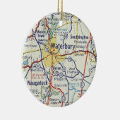 kaart Waterbury CT Keramisch Ornament (Rechts)