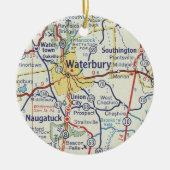 kaart Waterbury CT Keramisch Ornament (Voorkant)
