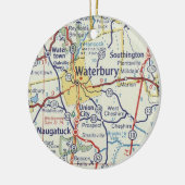 kaart Waterbury CT Keramisch Ornament (Links)