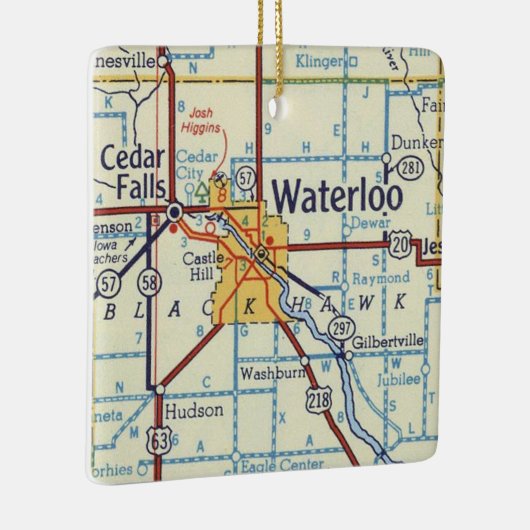  kaart Waterloo IA Keramisch Ornament (Rechts)