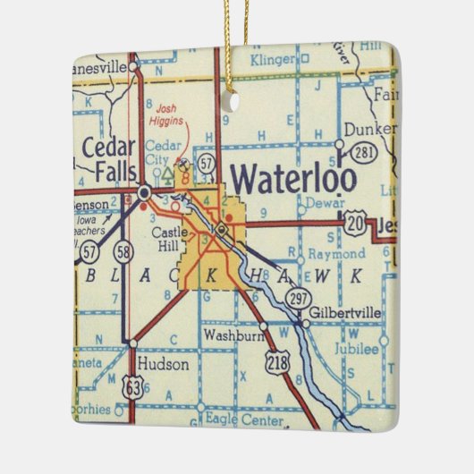  kaart Waterloo IA Keramisch Ornament (Links)