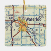  kaart Waterloo IA Keramisch Ornament (Voorkant)