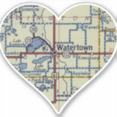  kaart Watertown SD Sticker (Voorkant)