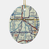  kaart Watertown WI Keramisch Ornament (Rechts)