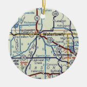  kaart Watertown WI Keramisch Ornament (Voorkant)