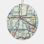  kaart Watertown WI Keramisch Ornament (Links)